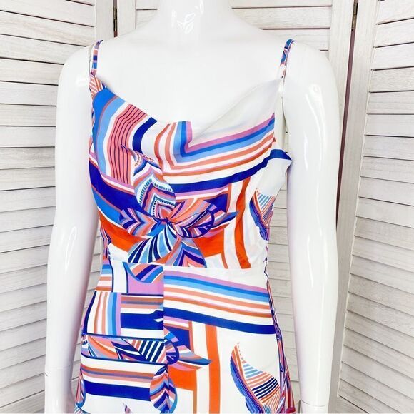 Foxiedox Kai Chiffon Maxi Dress Geometric Floral Stripe Multi Print XS - Picture 7 of 15